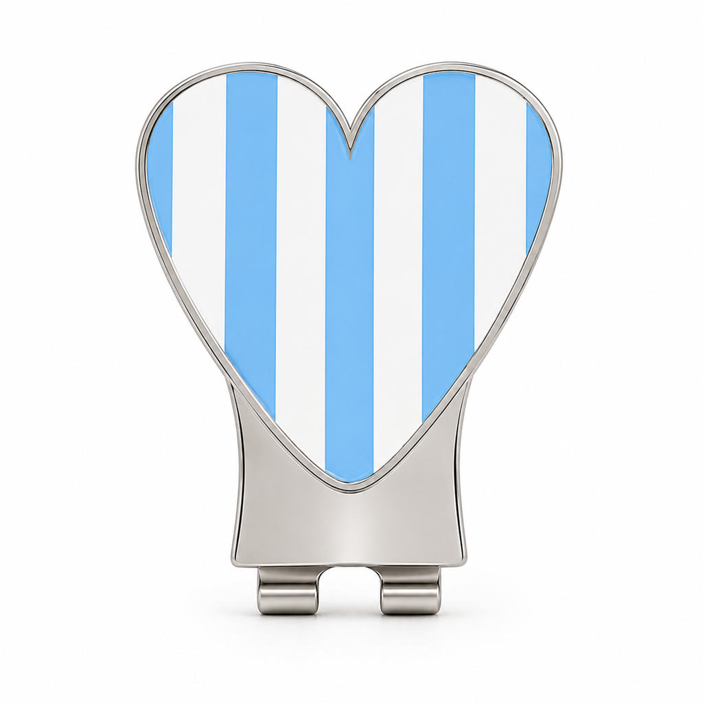 Blue/White Stripe Hat Clip with Blue Ball Marker