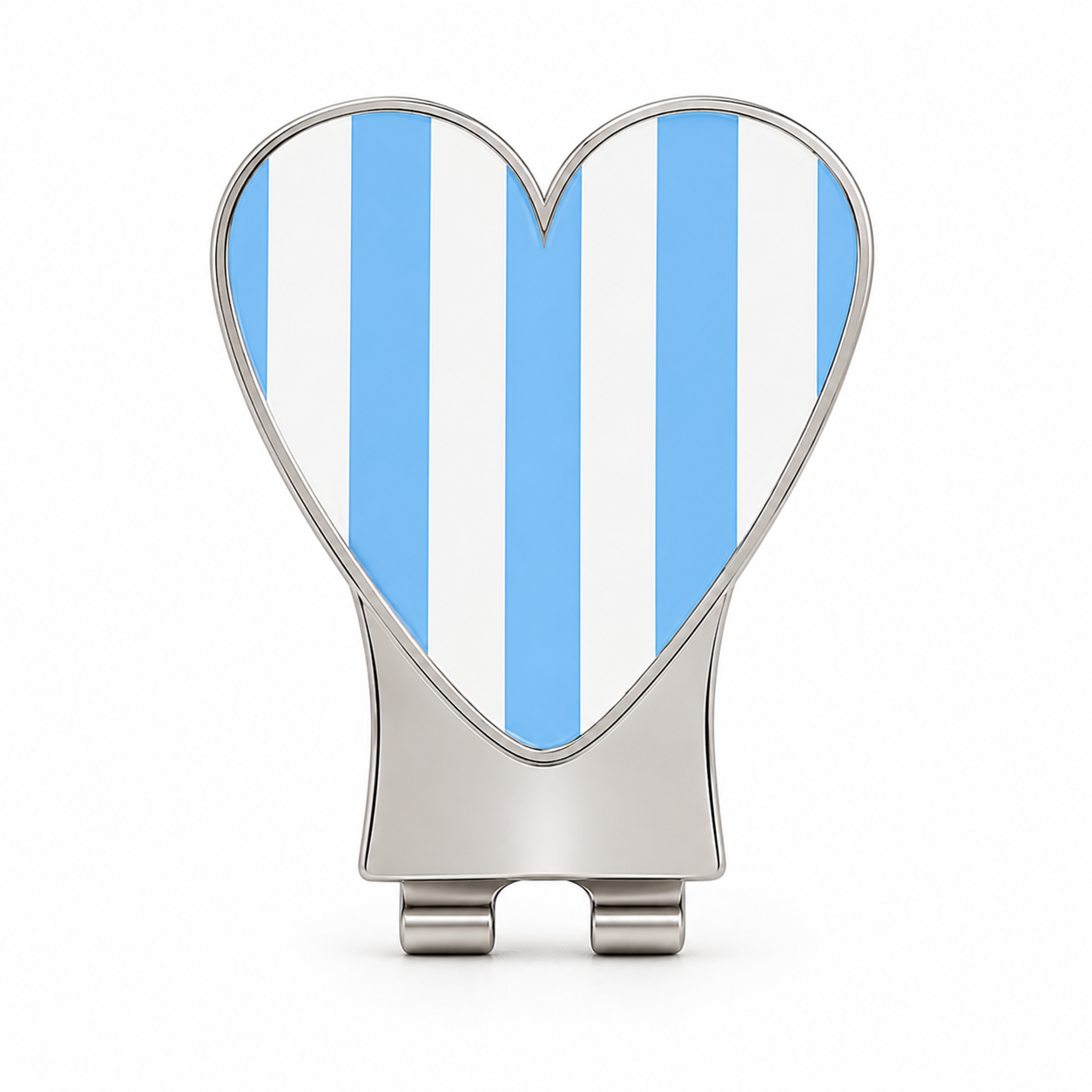 Blue/White Stripe Hat Clip with Blue Ball Marker