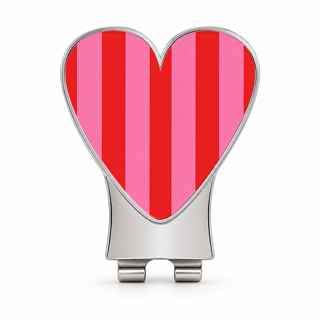 Red/Pink Stripe Hat Clip with Red Ball Marker