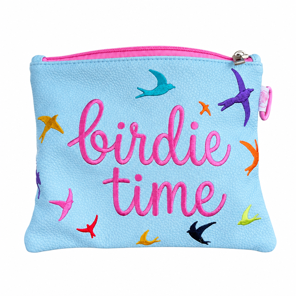 Birdie Time pouch on a pure white background